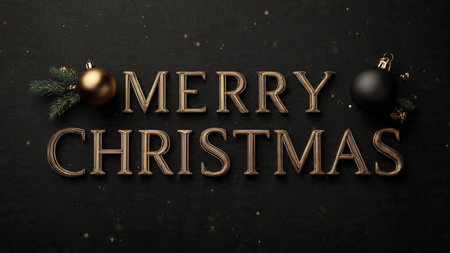 Elegant Christmas greeting typography crafted with cinematic glow and minimalist ornament accents.
