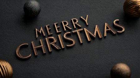 Premium Christmas typography design with green text, ivory accents, and soft warm illumination.