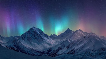 Peaceful alpine night with flowing aurora light patterns.