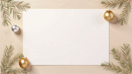 Elegant Christmas scene designed with soft pastel tones, minimal festive decor, and generous negative space for seasonal messaging.の写真素材