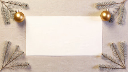 High-end winter Christmas backdrop with clean lines and space.の写真素材