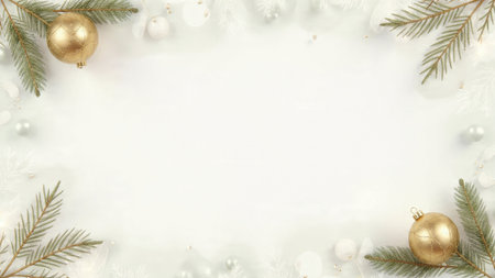 Soft winter holiday background with understated decorative elements.の写真素材