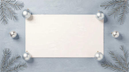Natural luxury Christmas background in deep green and cream with elegant pine framing.