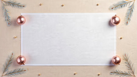 Soft neutral Christmas background suitable for elegant holiday messaging.の写真素材