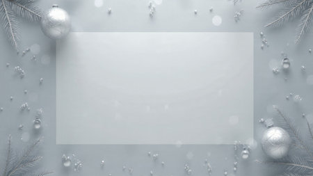 Soft blush and ivory Christmas backdrop with subtle rose-gold decorations and clean empty space, illuminated by gentle warm lighting.の写真素材