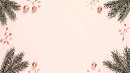 Soft seasonal backdrop with refined holiday accents and open space.