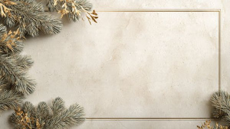 Minimalist beige Christmas background designed for premium branding with clean negative space and soft light.の写真素材