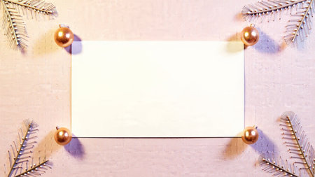 Modern minimalist Christmas background with balanced color harmony, light pine detailing, and a smooth uncluttered composition.の写真素材