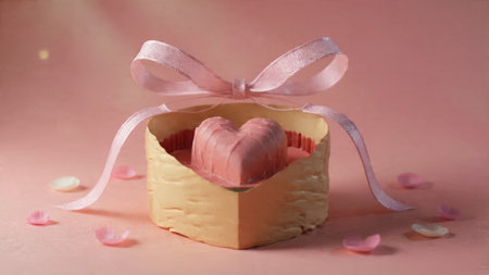 Elegant chocolate gift box presented in cozy lighting.
