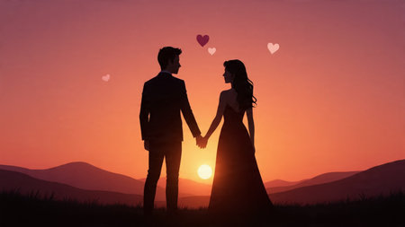 Cinematic emotional sunset scene symbolizing romance.