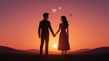 Elegant cinematic love scene with glowing pastel colors.