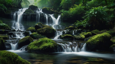 Beautiful waterfall in the forest,Thailand,selective focusの写真素材