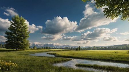 Beautiful summer landscape in the Altai mountains, Russia. Panorama