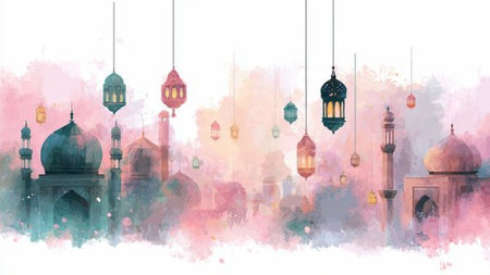 High-end Ramadan illustration with refined decorative elements.の写真素材