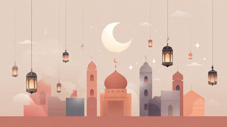 Luxury Ramadan background emphasizing calm and celebration.