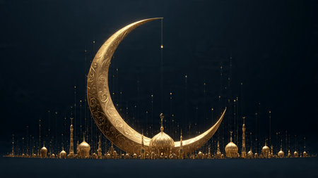 Calm Ramadan scene inspired by spiritual night prayers.の写真素材