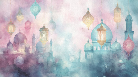 Elegant Ramadan background ideal for greeting cards and festive visuals.の写真素材