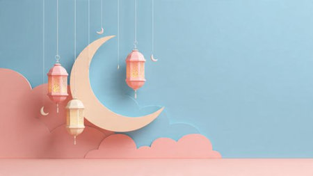 Luxury Ramadan background with cinematic night atmosphere and depth.