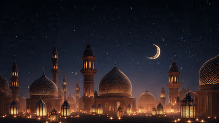 Modern Ramadan background with premium aesthetic quality.の写真素材