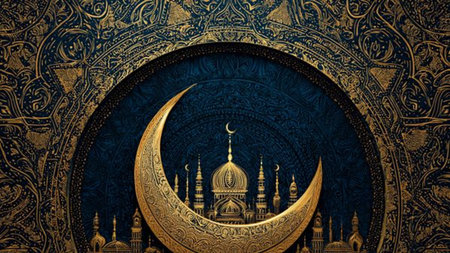Minimalist Ramadan night background emphasizing simplicity and calm.
