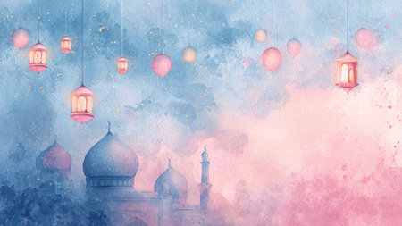 Ramadan illustration inspired by Islamic night architecture.の写真素材