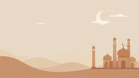 Premium Ramadan night scene with cinematic lighting effects.の写真素材