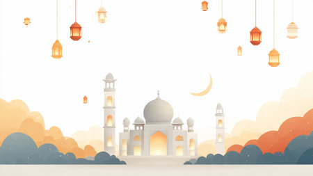 Ramadan Kareem visual with abstract patterns and soft glow lighting.
