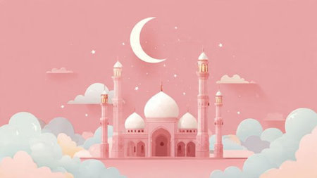Ramadan Kareem visual with calm composition and Islamic style.の写真素材