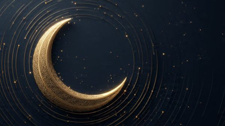 Elegant Ramadan night illustration with soft golden highlights.の写真素材