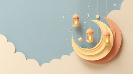 Ramadan Kareem design featuring crescent moon and premium gold accents.