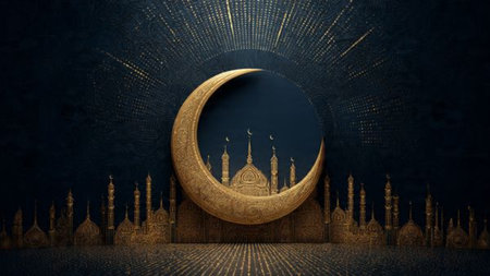 Luxury Ramadan design combining traditional Islamic art and modern style.