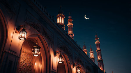 Ramadan night background featuring smooth lighting and depth.
