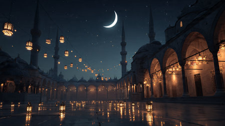 Clean Ramadan illustration with elegant minimalistic approach.