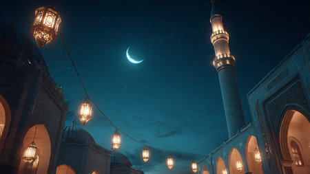 Modern Ramadan background with abstract Islamic influence.
