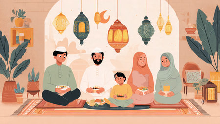 Spiritual Ramadan illustration with minimal design approach.