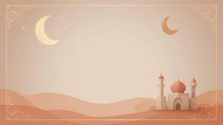 Calm Ramadan night background inspired by quiet reflection.の写真素材