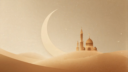 Peaceful Ramadan design inspired by Islamic spirituality.の写真素材