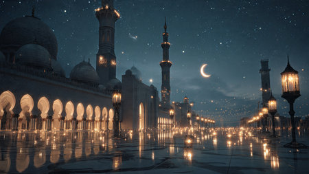 Modern Ramadan background with contemporary Islamic art elements.