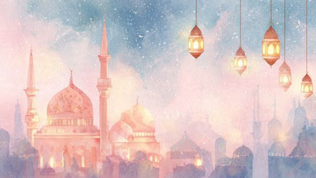 Premium Ramadan scene capturing the essence of Ramadan nights.の写真素材