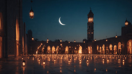 Luxury Ramadan background featuring Islamic geometry.