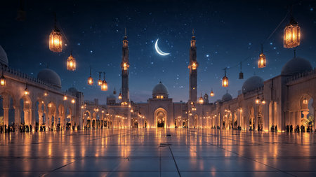 Classic Islamic Ramadan background with detailed arabesque ornaments.