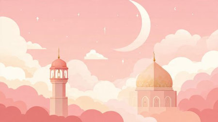 Modern Ramadan background with premium aesthetic quality.の写真素材
