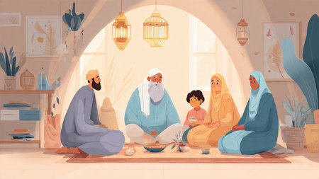 Luxury Ramadan background with deep blue night atmosphere.
