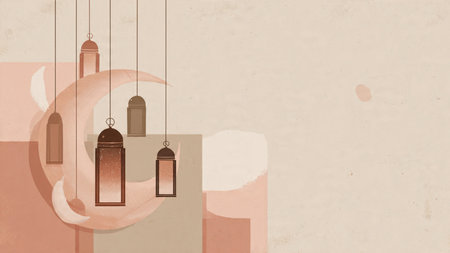 Luxury Ramadan background inspired by Islamic art with gold accents and dark blue tones.