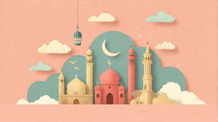 Clean Ramadan composition suitable for premium design projects.の写真素材