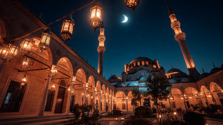 Modern Ramadan background with smooth lighting and abstract details.
