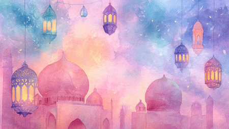 Modern Islamic Ramadan design with abstract symbolic shapes.の写真素材