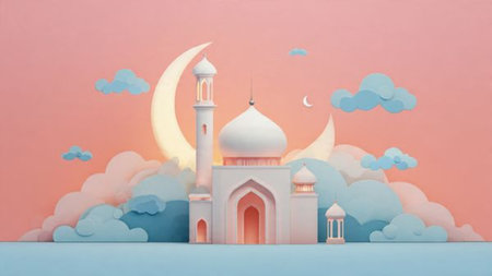 Ramadan night background with subtle Islamic ornament details.の写真素材