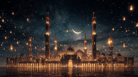 Calm Ramadan scene inspired by spiritual night prayers.