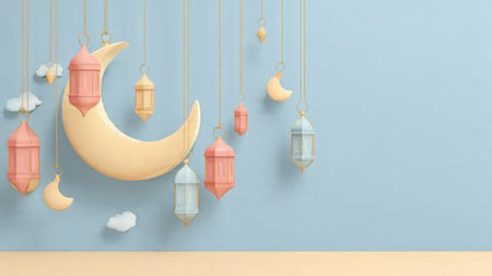 Clean Islamic Ramadan design with geometric patterns.の写真素材